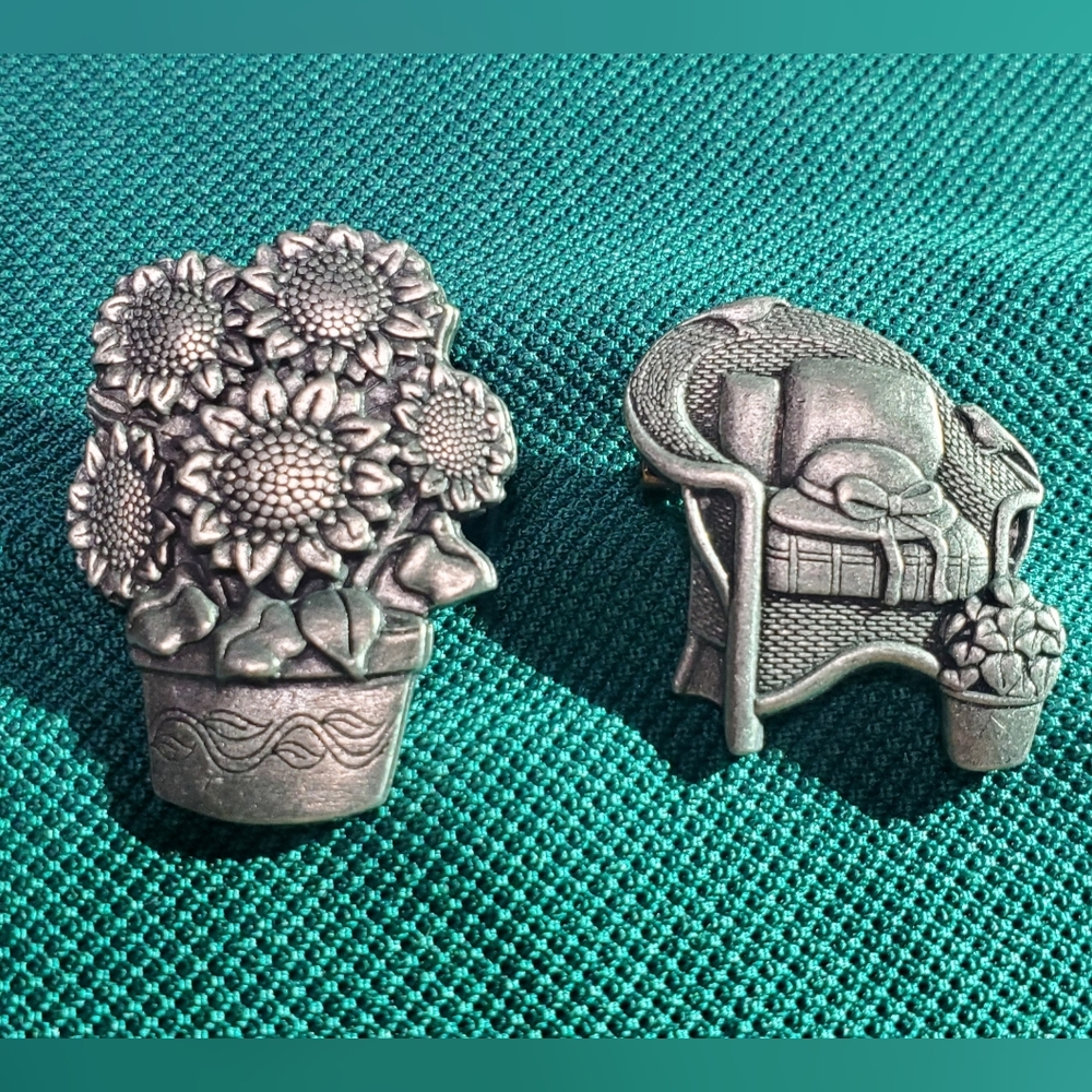 Birds & Blooms Limited Edition 2006 & 2008 Pewter Brooch/Pins